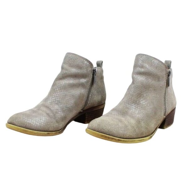 Lucky Brand LK-Basel Gray Snakeskin Leather Side Zip Ankle Bootie Size 7.5 M - Picture 3 of 10